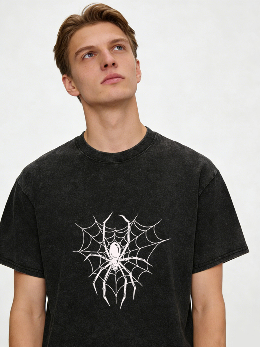 2026 Summer New 230g washed distressed T-shirt, retro trendy brand, European and American pure cotton T-shirt, men's large-sized loose cotton short-sleeved T-shirt, men's short-sleeved trendy short-sleeved T-shirt, pure cotton short-sleeved Specification image