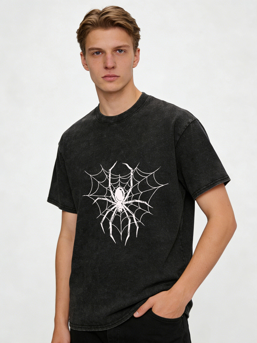 2026 Summer New 230g washed distressed T-shirt, retro trendy brand, European and American pure cotton T-shirt, men's large-sized loose cotton short-sleeved T-shirt, men's short-sleeved trendy short-sleeved T-shirt, pure cotton short-sleeved Application Scenario