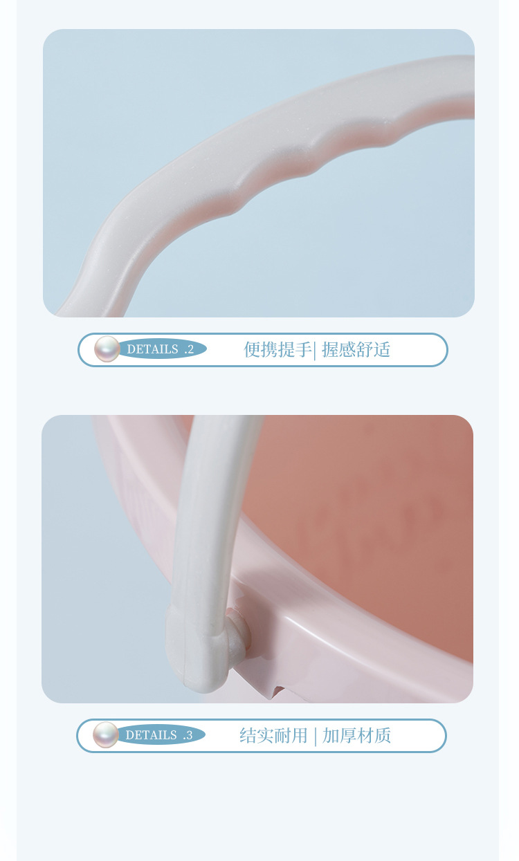 S137-1122 Fresh Polka Dot bathroom laundry hand-held plastic Bucket, thickened household water storage bucket, student dormitory detail image 12