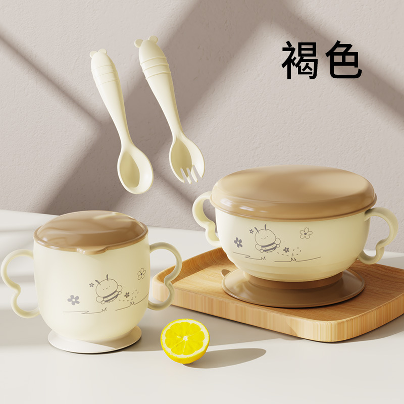 J187-R1990 Children's Tableware Set: Baby double-ear Complementary Food Bowl, Plastic Learning Cup for Infants details Picture