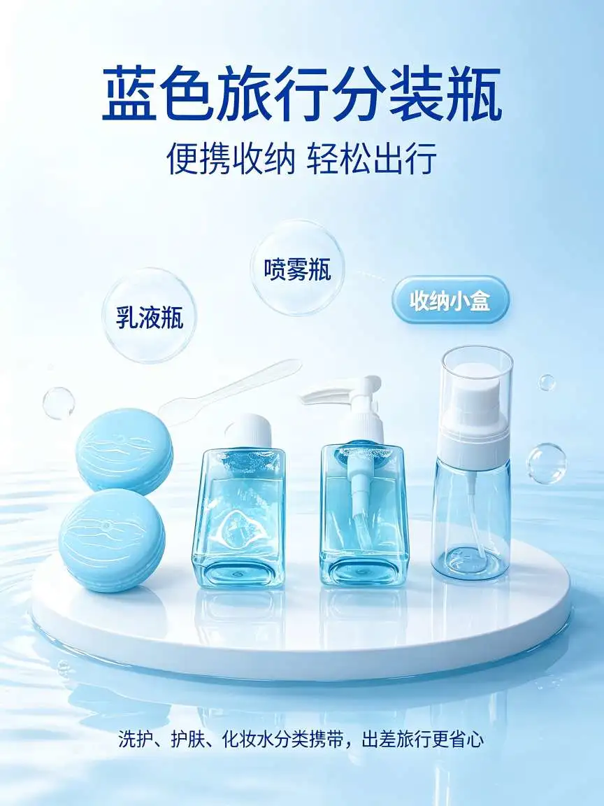 Travel portioning bottle set, portable personal care empty bottle with fluffy clip, lotion spray bottle, macaron storage box, business trip and travel portioning tools detail image 4