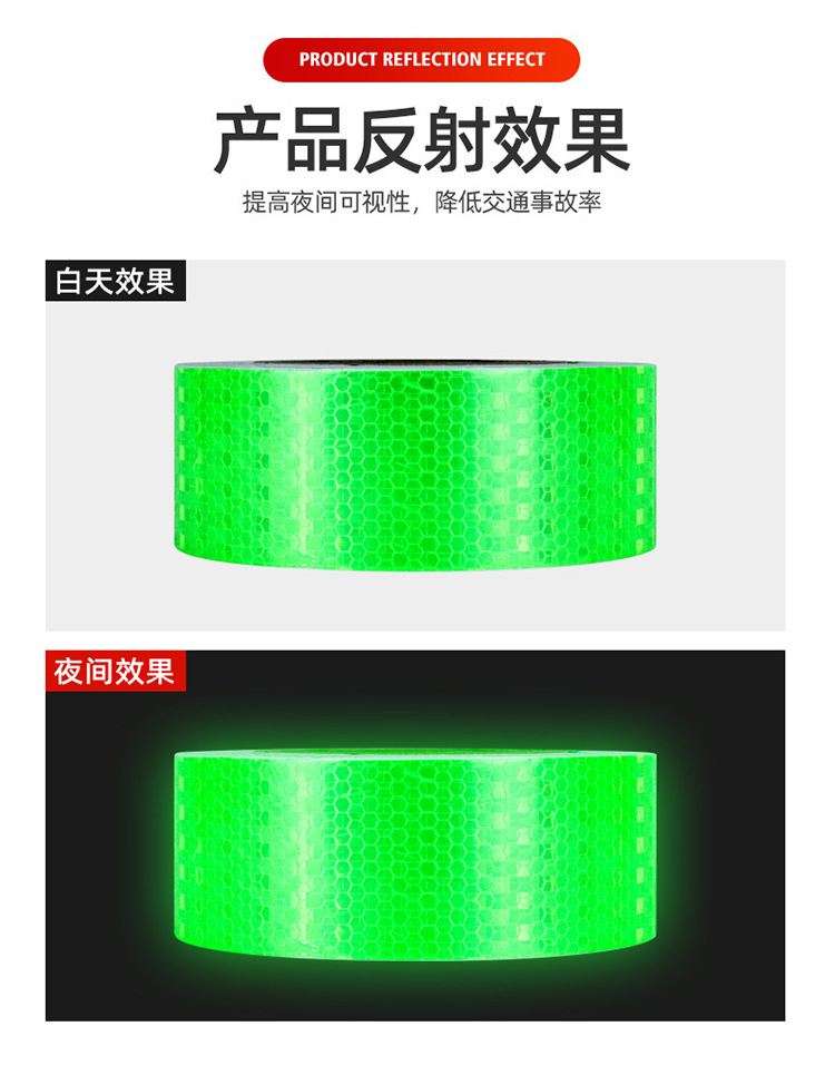 pvc crystal color grid tape, with yellow, black, red and white arrow warning, strong reflective film, night safety signs and anti-collision pic 9
