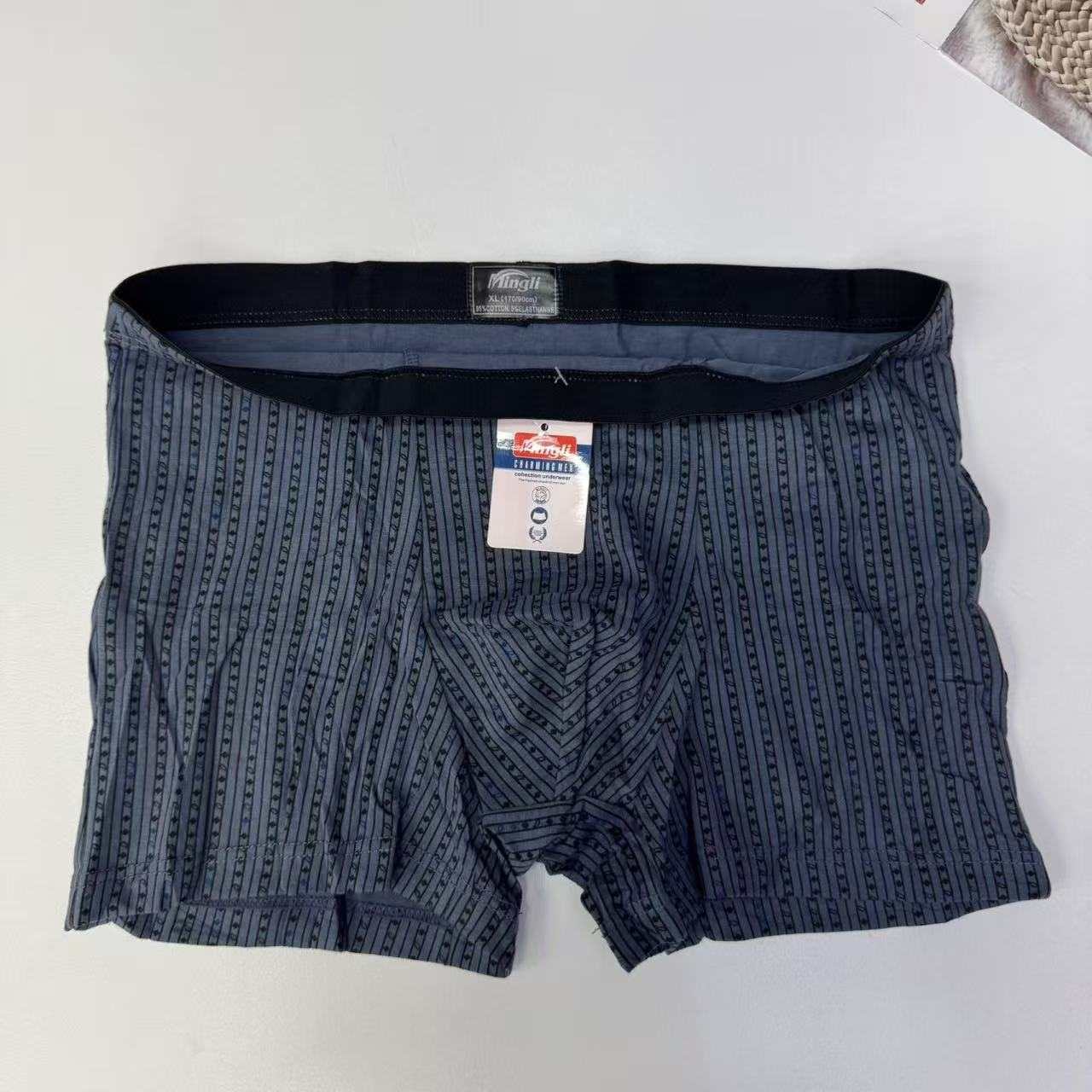 6337# Chilean export men's underwear, retro vertical striped boxer shorts, loose high-elasticity men's boxer shorts, factory stock QNI Item Picture