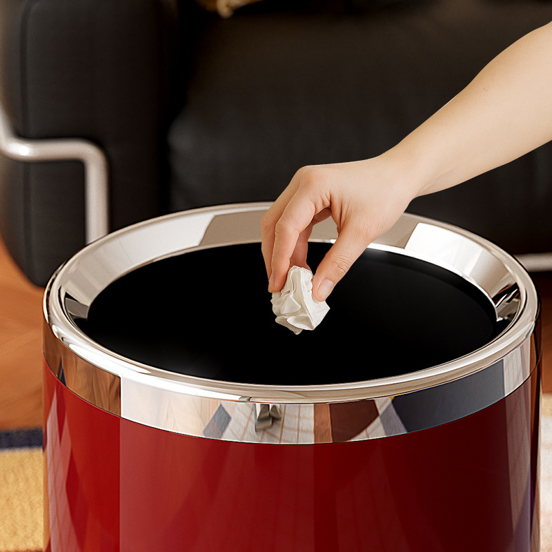 N22-N9388 Household living room, high appearance level trash can, indoor office, living room, kitchen, round, uncovered details Picture