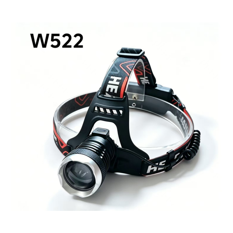 W522 lámpara de cabeza USB recargable retráctil luz láser blanco ajustable luz de cabeza bicicleta lámpara de camping al aire libre lámpara de mina lámpara de cabeza de mantenimiento luz de camping luz de pesca