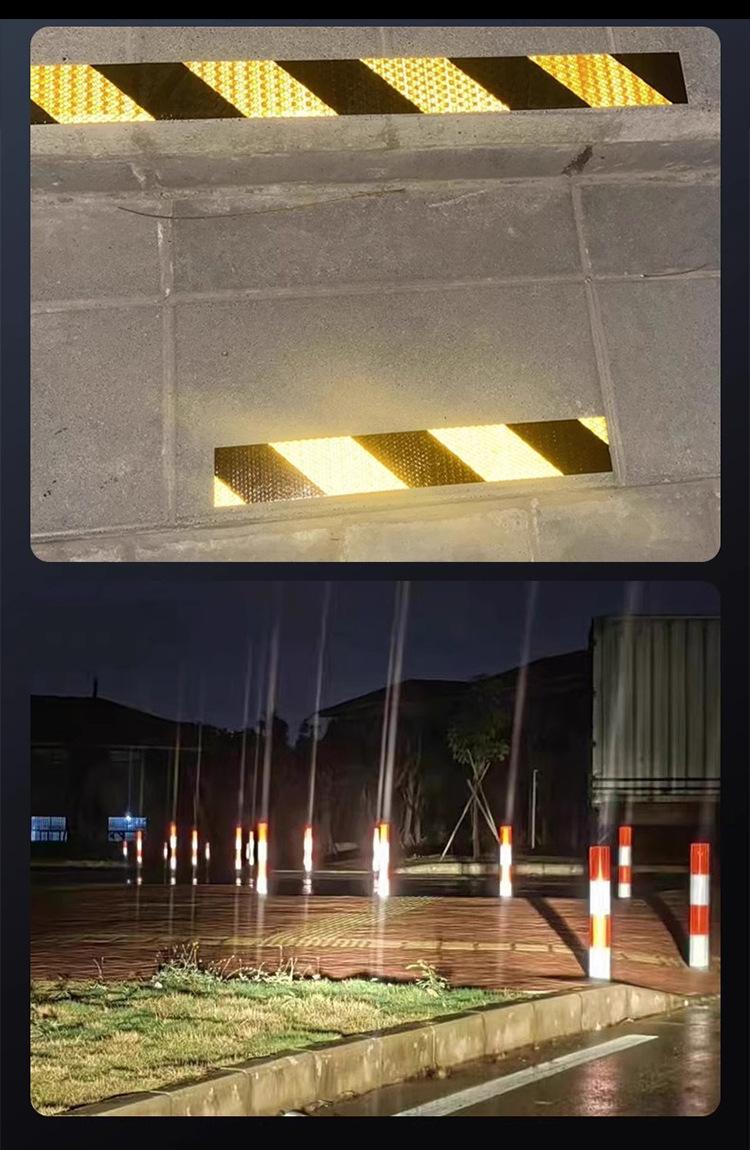 pvc crystal color grid tape, with yellow, black, red and white arrow warning, strong reflective film, night safety signs and anti-collision pic 11