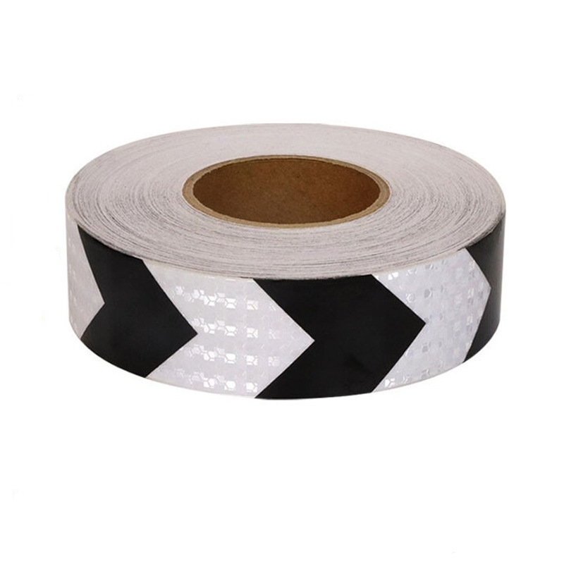 pvc crystal color grid tape, with yellow, black, red and white arrow warning, strong reflective film, night safety signs and anti-collision Item Picture