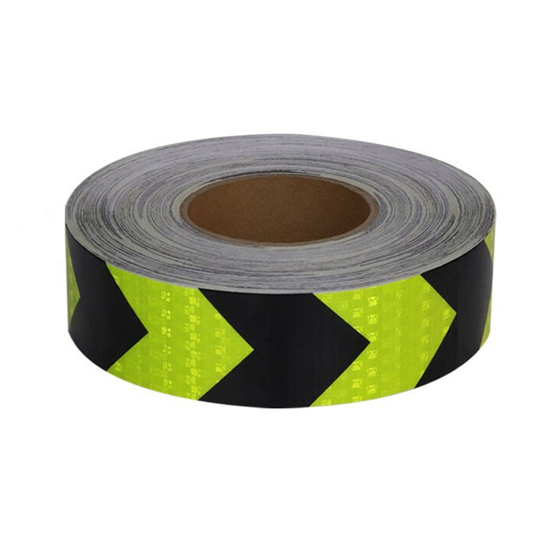 pvc crystal color grid tape, with yellow, black, red and white arrow warning, strong reflective film, night safety signs and anti-collision Application Scenario