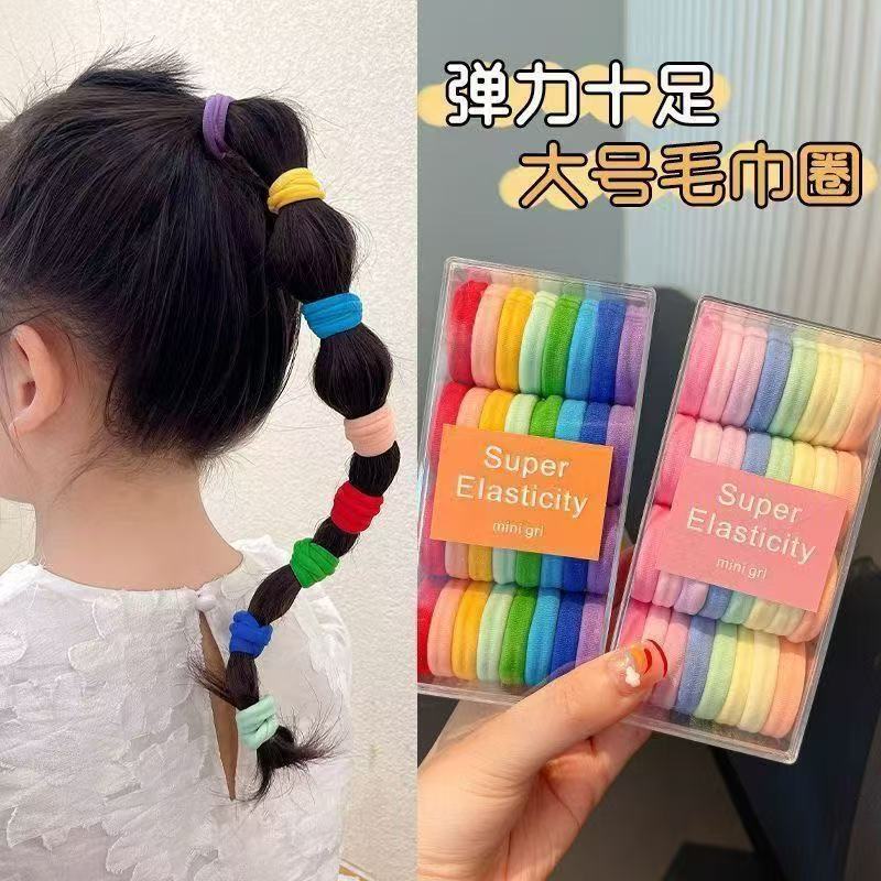 A variety of elastic large towel rings, colorful leopard print hair bands and children's hair accessory sets are available for selection