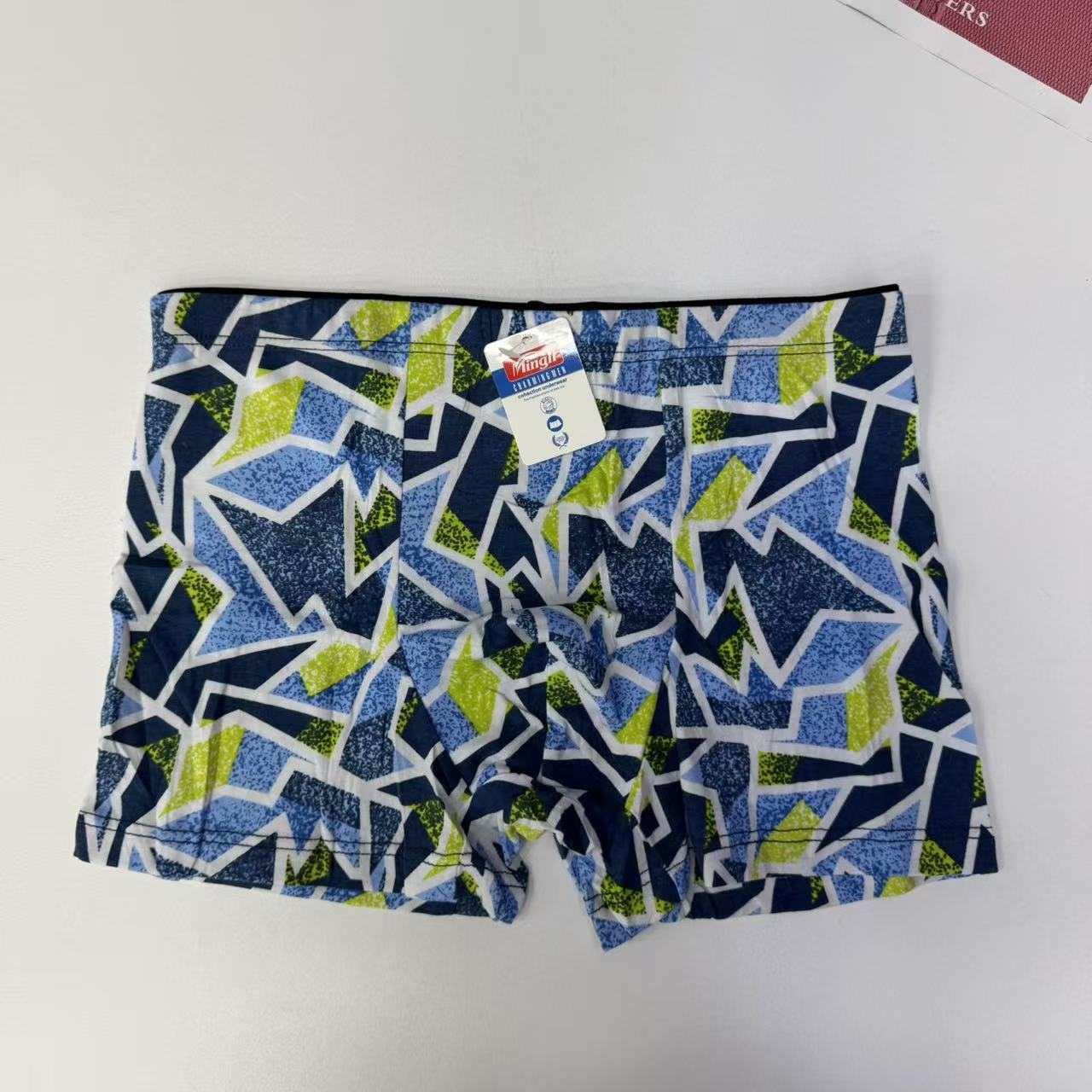 6351 # Brazilian hot-selling men's briefs with geometric camouflage print, 70 cotton, comfortable and breathable, export men's briefs QNI details Picture