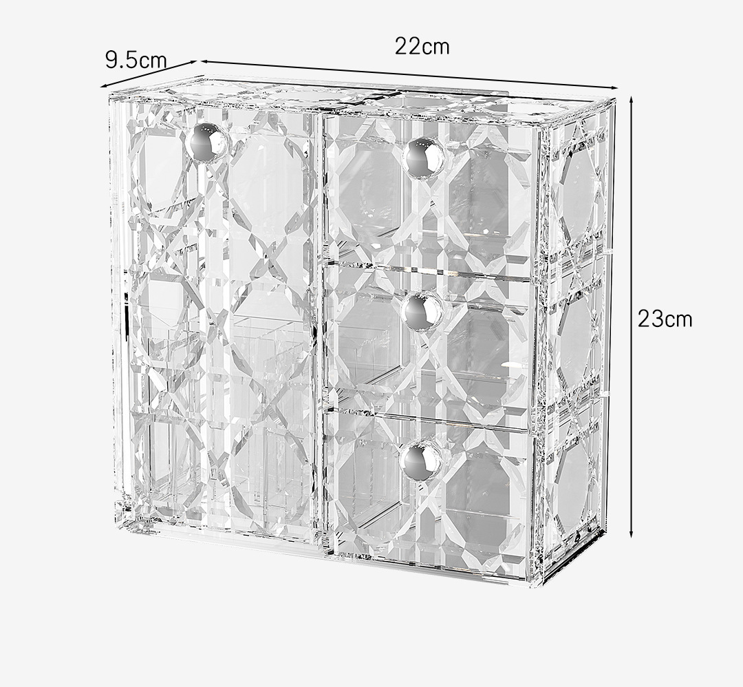 J76-255 Light Luxury brick and stone pattern Cosmetics Storage box, large-capacity desktop dust-proof drawer type lipstick and skin care products detail image 13