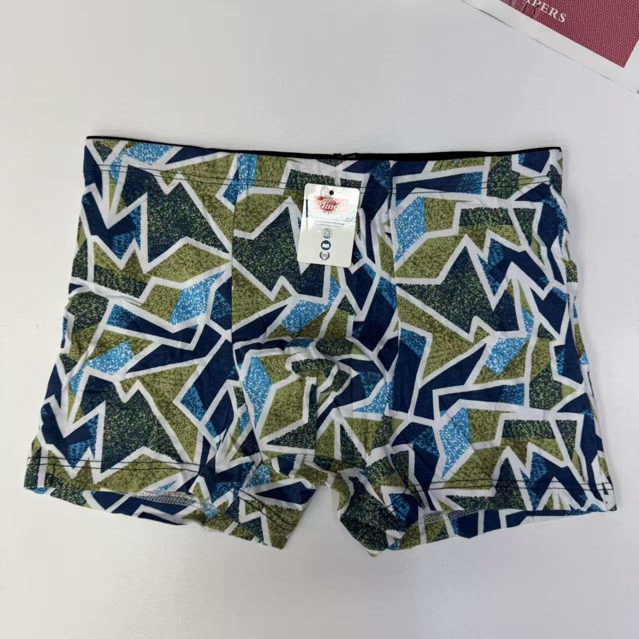 6351 # Brazilian hot-selling men's briefs with geometric camouflage print, 70 cotton, comfortable and breathable, export men's briefs QNI Specification image