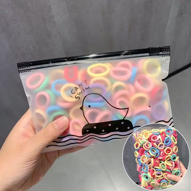 Colorful hair band, large intestine leopard print children's hair accessory, transparent zipper bag for storage, decorative hair accessory set details Picture