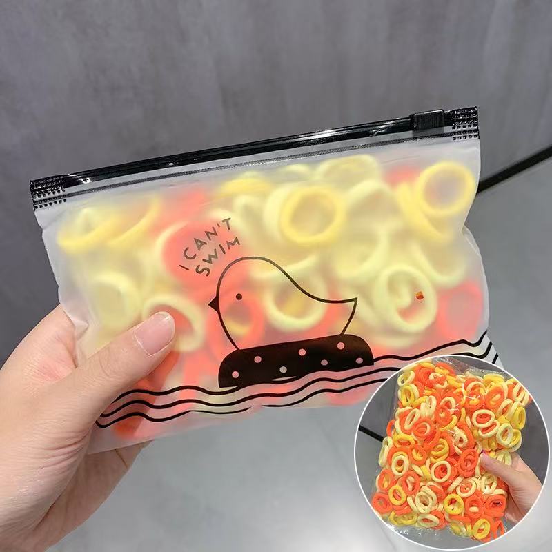 Colorful hair band, large intestine leopard print children's hair accessory, transparent zipper bag for storage, decorative hair accessory set Item Picture