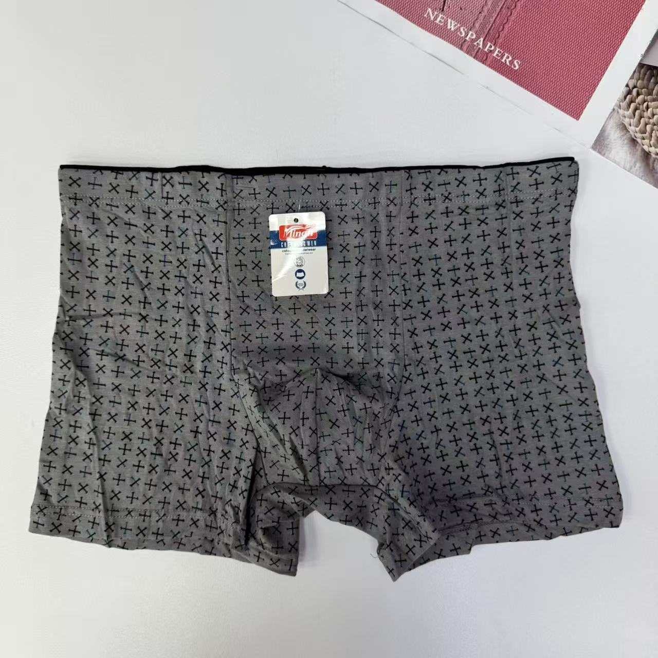 6339# Guatemala's best-selling men's underwear: Simple and elegant cross-patterned boxer shorts in multiple colors in stock, QNI details Picture