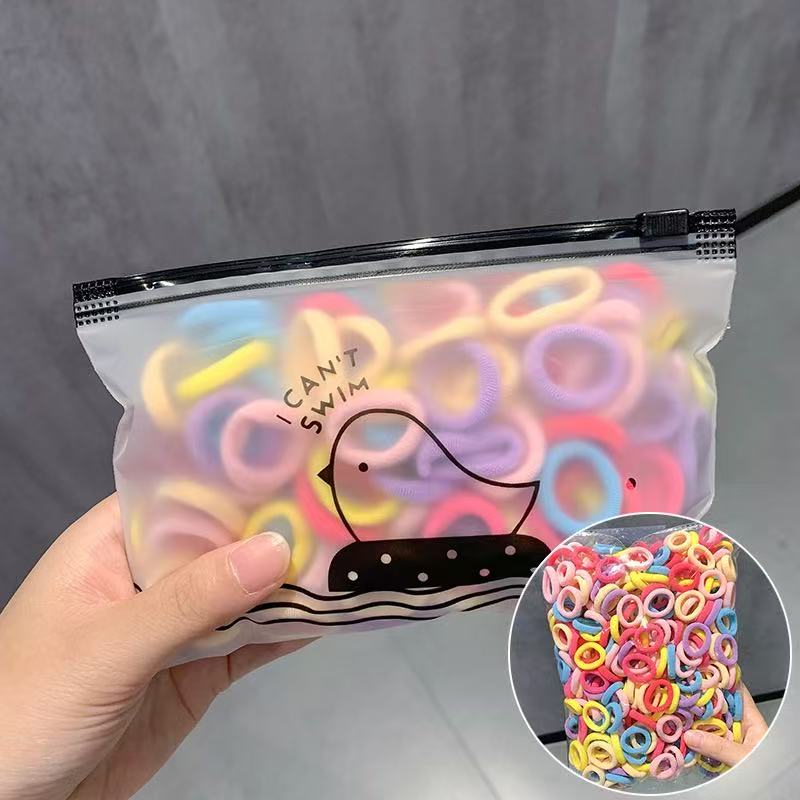 Colorful hair band, large intestine leopard print children's hair accessory, transparent zipper bag for storage, decorative hair accessory set
