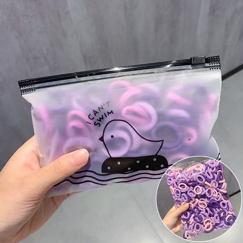 Colorful hair band, large intestine leopard print children's hair accessory, transparent zipper bag for storage, decorative hair accessory set Application Scenario
