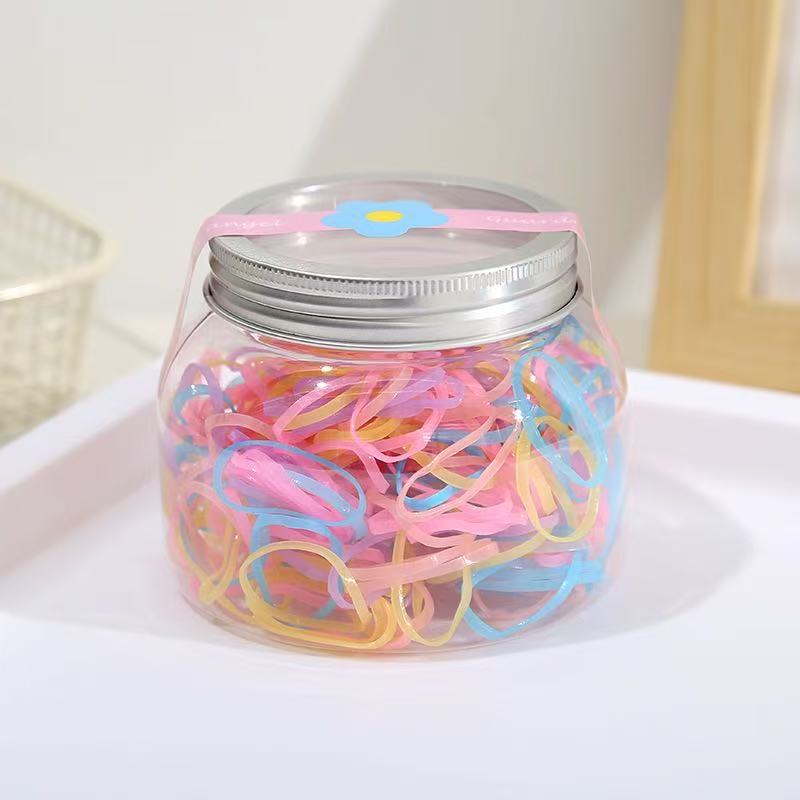 Colored elastic band glass can hair loop combo estampado de leopardo grueso accesorios para el pelo niños accesorios para el pelo de moda Item Picture