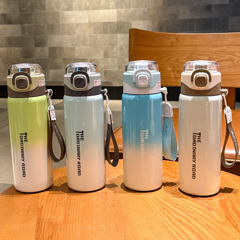 Y290-QXSD2291 spray cooling insulated cup, one lid, dual drinking, gradient, high appearance level outdoor sports portable cup