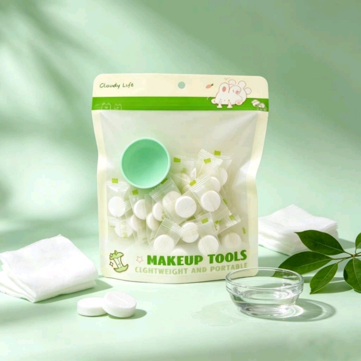 50-piece individually packaged compressed mask paper, lightweight disposable wet mask buckle, portable hydrating DIY mask tool details Picture