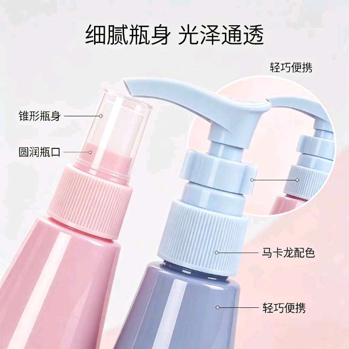 Macaron sub-bottle set, spray bottle, pump bottle combination, travel portable skin care products, portable storage for empty bottles detail image 4