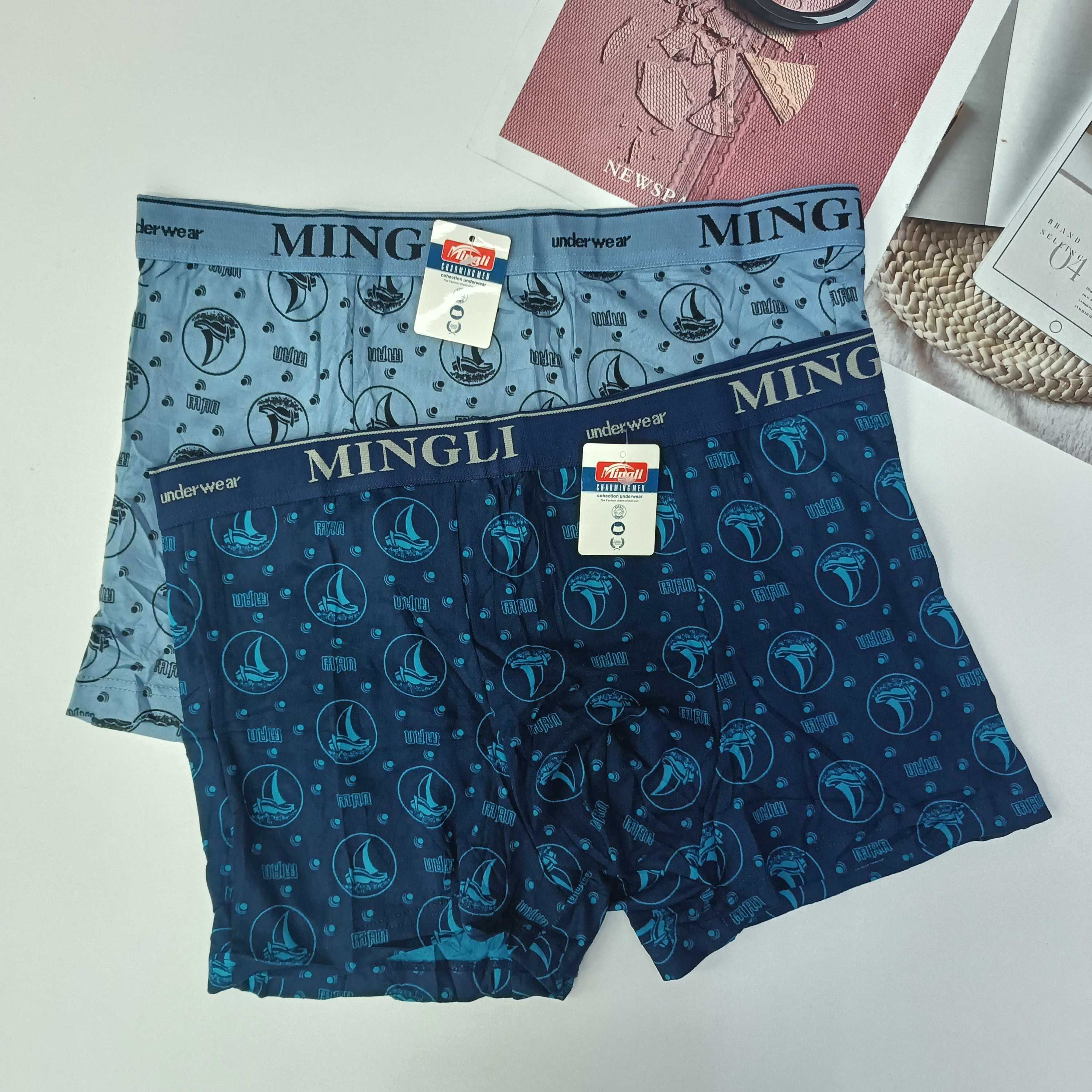 6970# Benin Foreign Trade Men's Briefs, low-key sailing ship print Men's underwear, plate-size men's briefs, QNI Specification image