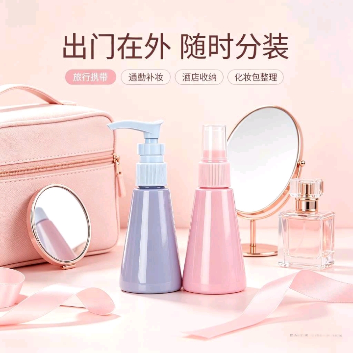 Macaron sub-bottle set, spray bottle, pump bottle combination, travel portable skin care products, portable storage for empty bottles detail image 2