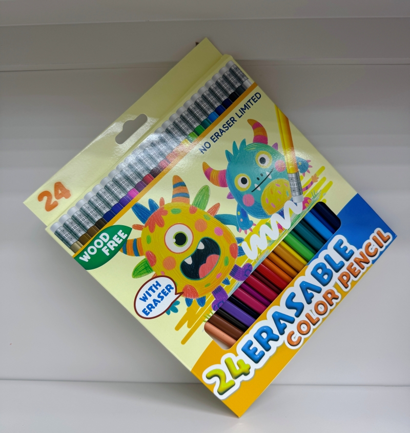 NO.ZL123 24-color triangular pole color box with erasable colored lead pic 6