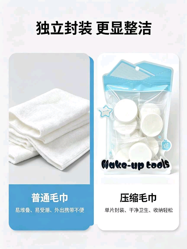 Disposable compressed towels, individual packaging, portable thickened face towels, travel, outdoor and home skin-friendly cleaning products, disposable towels, disposable bath products detail image 5