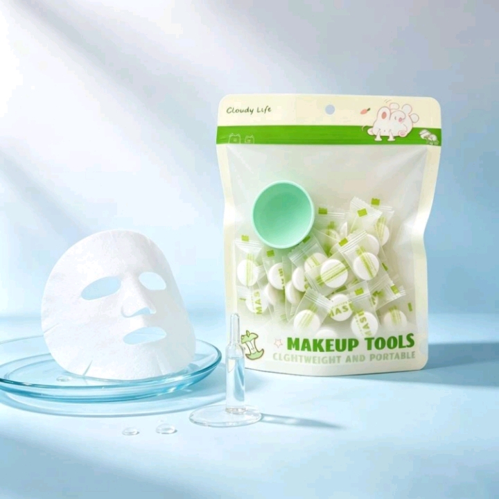50-piece individually packaged compressed mask paper, lightweight disposable wet mask buckle, portable hydrating DIY mask tool Item Picture