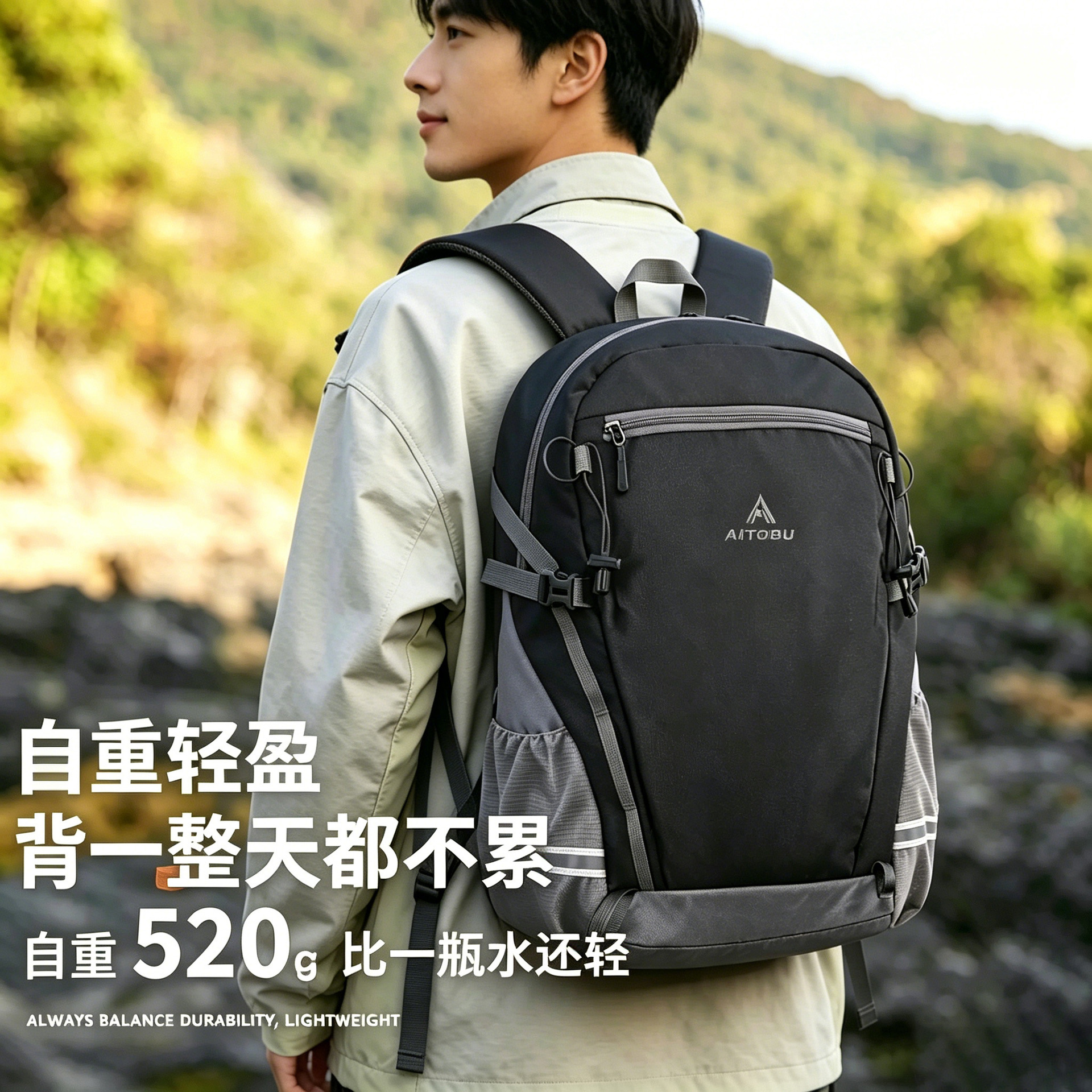 AITOBU lightweight backpack, outdoor travel business men's backpack, fashionable and casual backpack bag details Picture