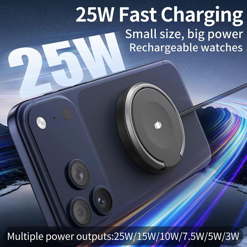The 25W wireless charging fast charging alloy qi2.2 magnetic wireless charger is thin and light, suitable for Apple's 25W wireless charging Item Picture