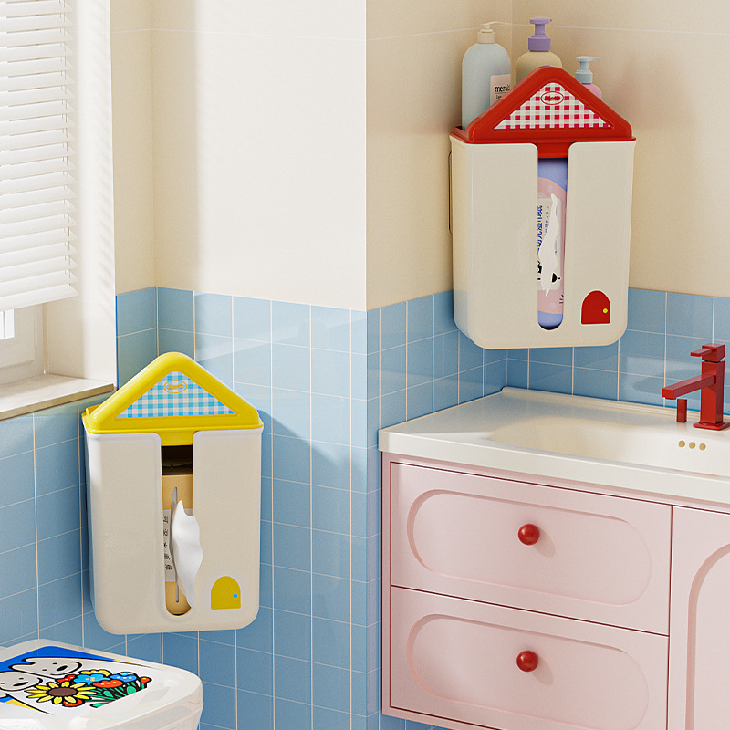 N22-4997 tissue box, non-perforated wall-mounted cartoon tissue box, face towel storage box, wall-mounted toilet