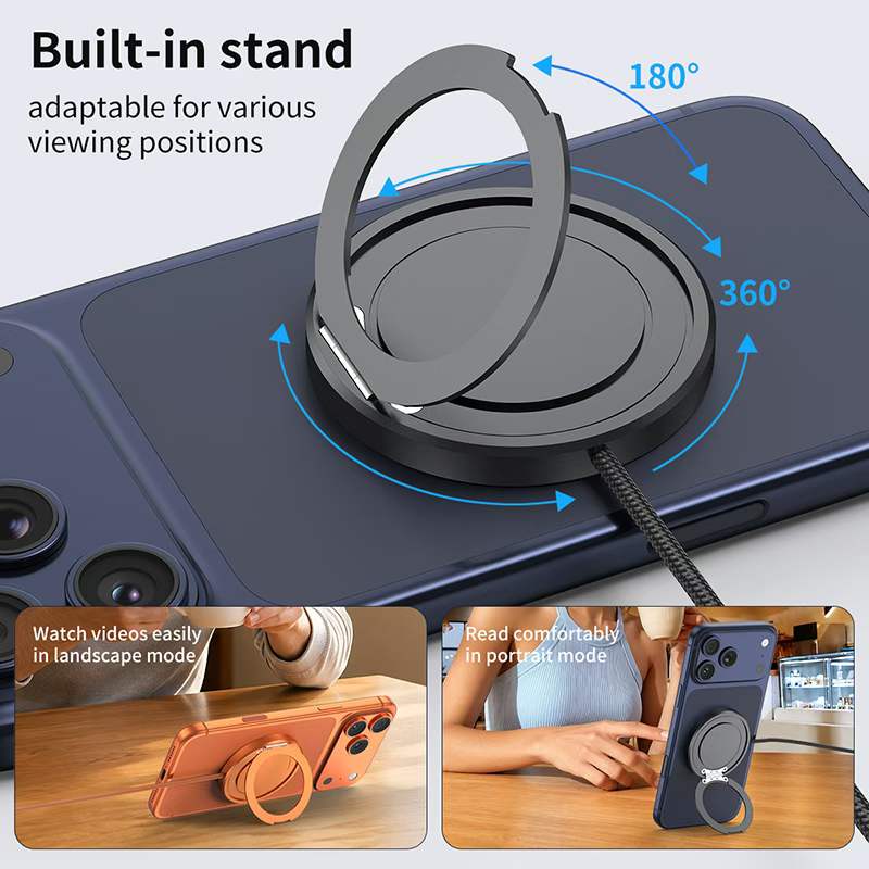 The new cross-border product Qi2.2 magnetic wireless charger with a 25W braided cable stand is suitable for MagSafe wireless charging detail image 3