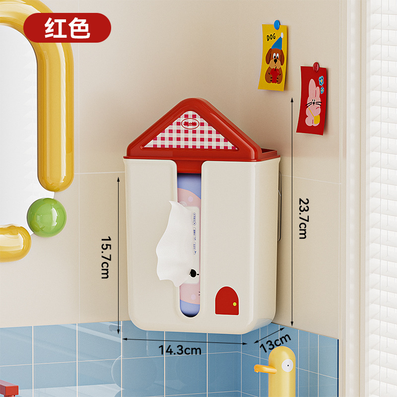 N22-4997 tissue box, non-perforated wall-mounted cartoon tissue box, face towel storage box, wall-mounted toilet Application Scenario