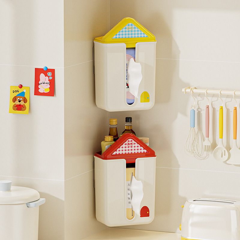 N22-4997 tissue box, non-perforated wall-mounted cartoon tissue box, face towel storage box, wall-mounted toilet Item Picture