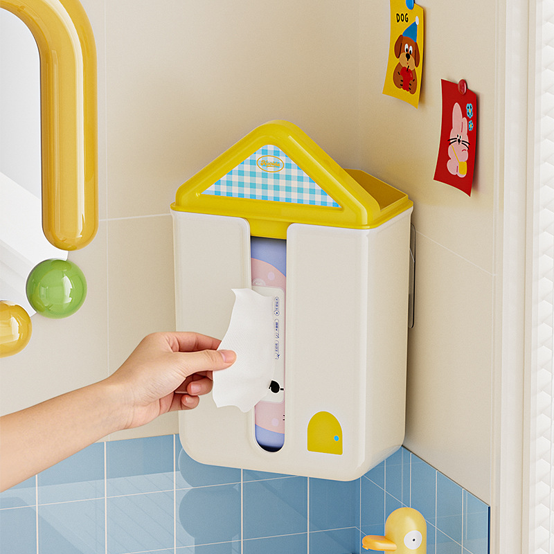 N22-4997 tissue box, non-perforated wall-mounted cartoon tissue box, face towel storage box, wall-mounted toilet Specification image