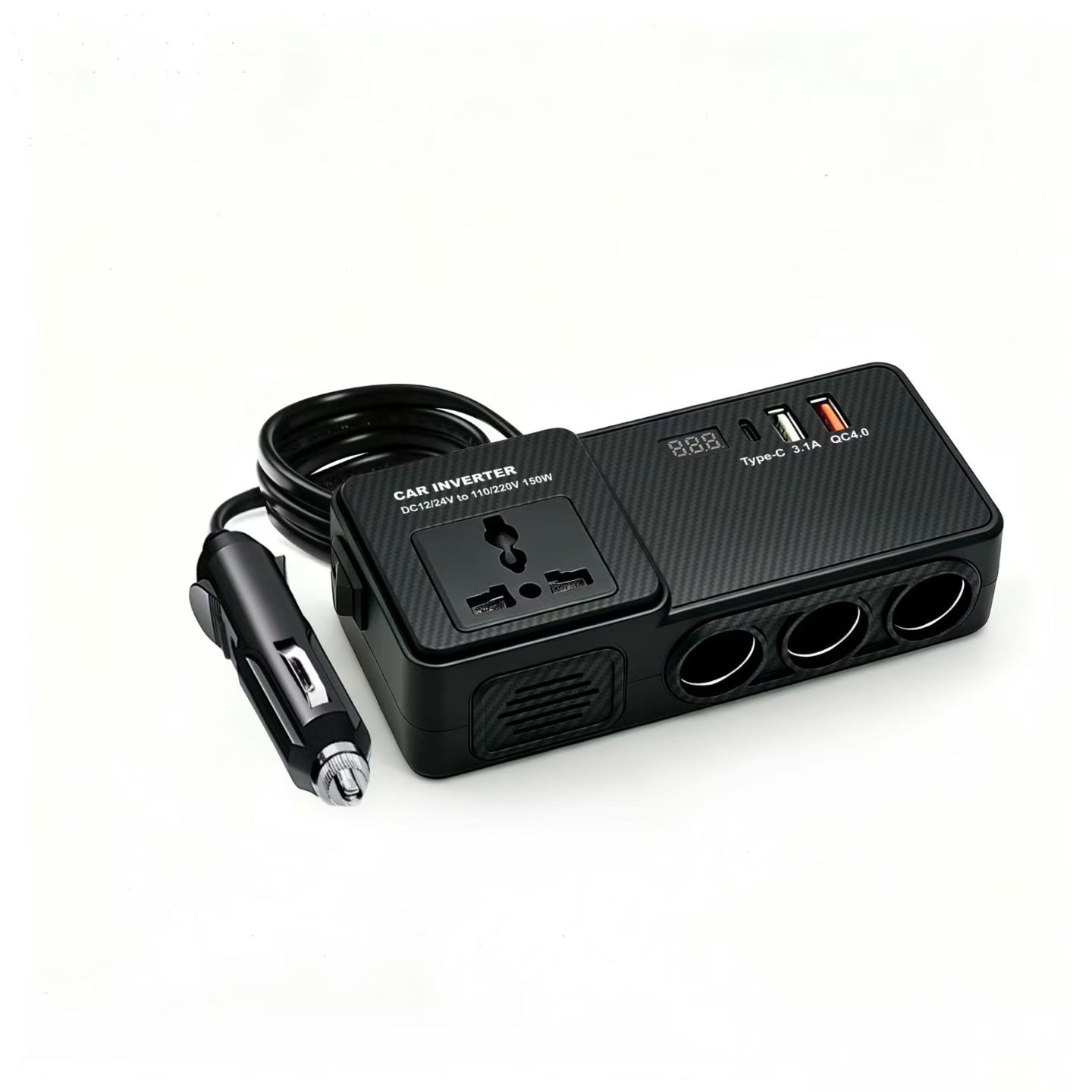 150W high-power car charger, multi-functional car inverter with voltage digital display, car inverter pic 4