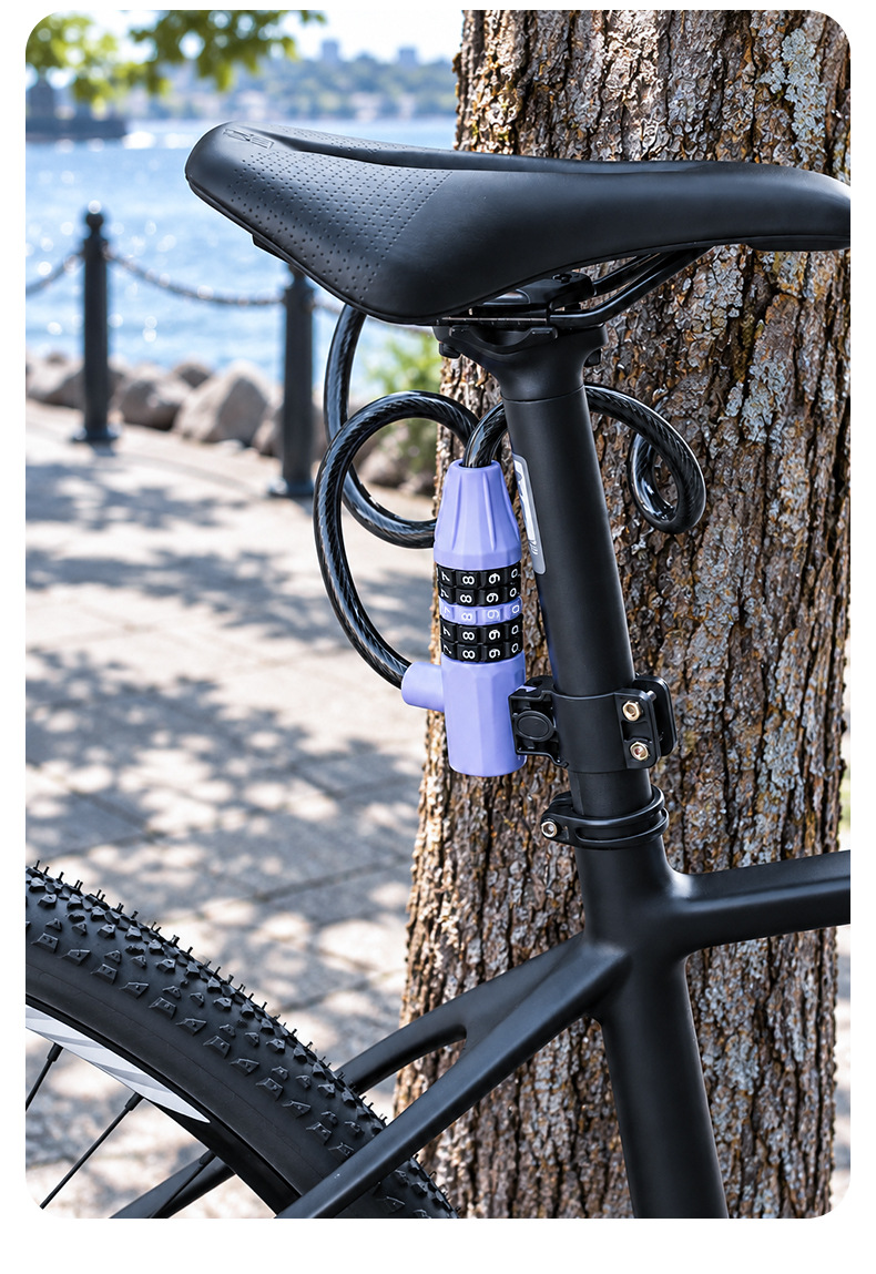 BG-6246 bicycle five-digit combination lock Mountain bike cable lock Cycling wire lock Rim lock pic 13