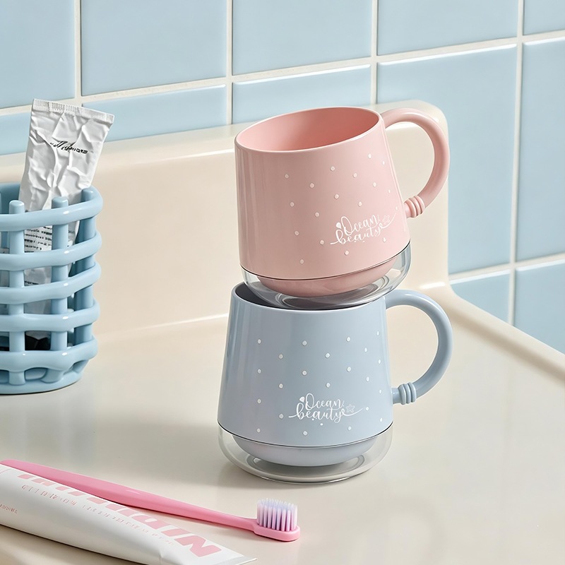 S137-1115 Ocean-style mouthwash cup, home couple toothbrush cup, thickened anti-drop plastic washbasin cup, student dormitory Specification image