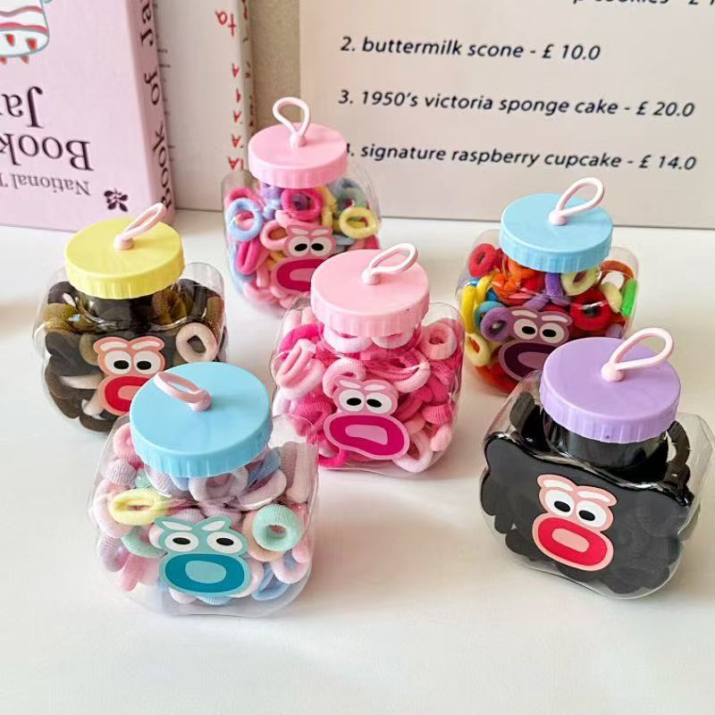 Colorful spiral hair bands, children's hair accessories set, glass bottle, stiff hair rubber bands, hair clips, hair accessories, children's products 124413509