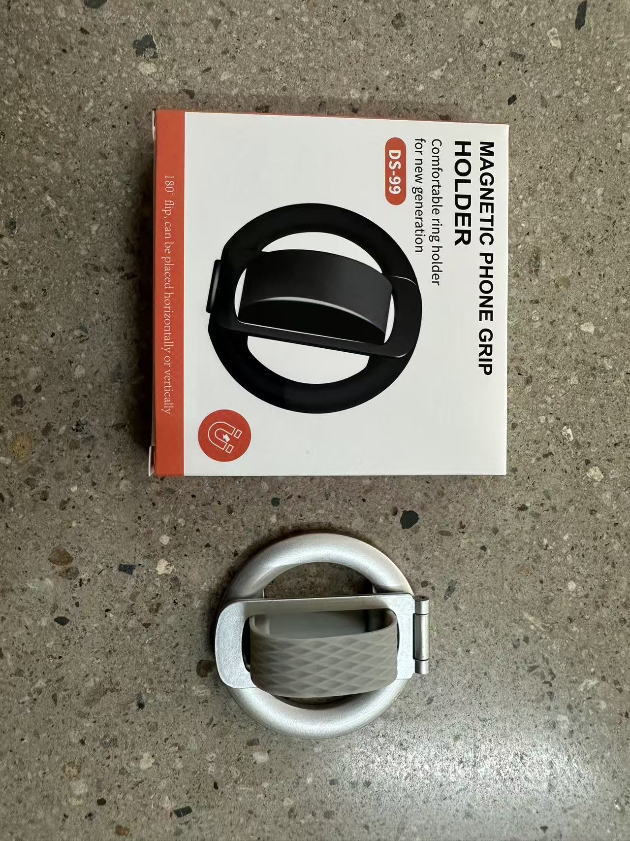 New liquid silicone rubber ring magnetic attraction aluminum alloy folding vertical stand freely rotating desktop universal mobile phone accessory detail image 7