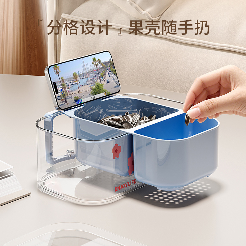 M23-3002 draining basket, household fruit basket with compartments, telescopic water filter, two-in-one, thickened vegetable washing basket with lid, double details Picture