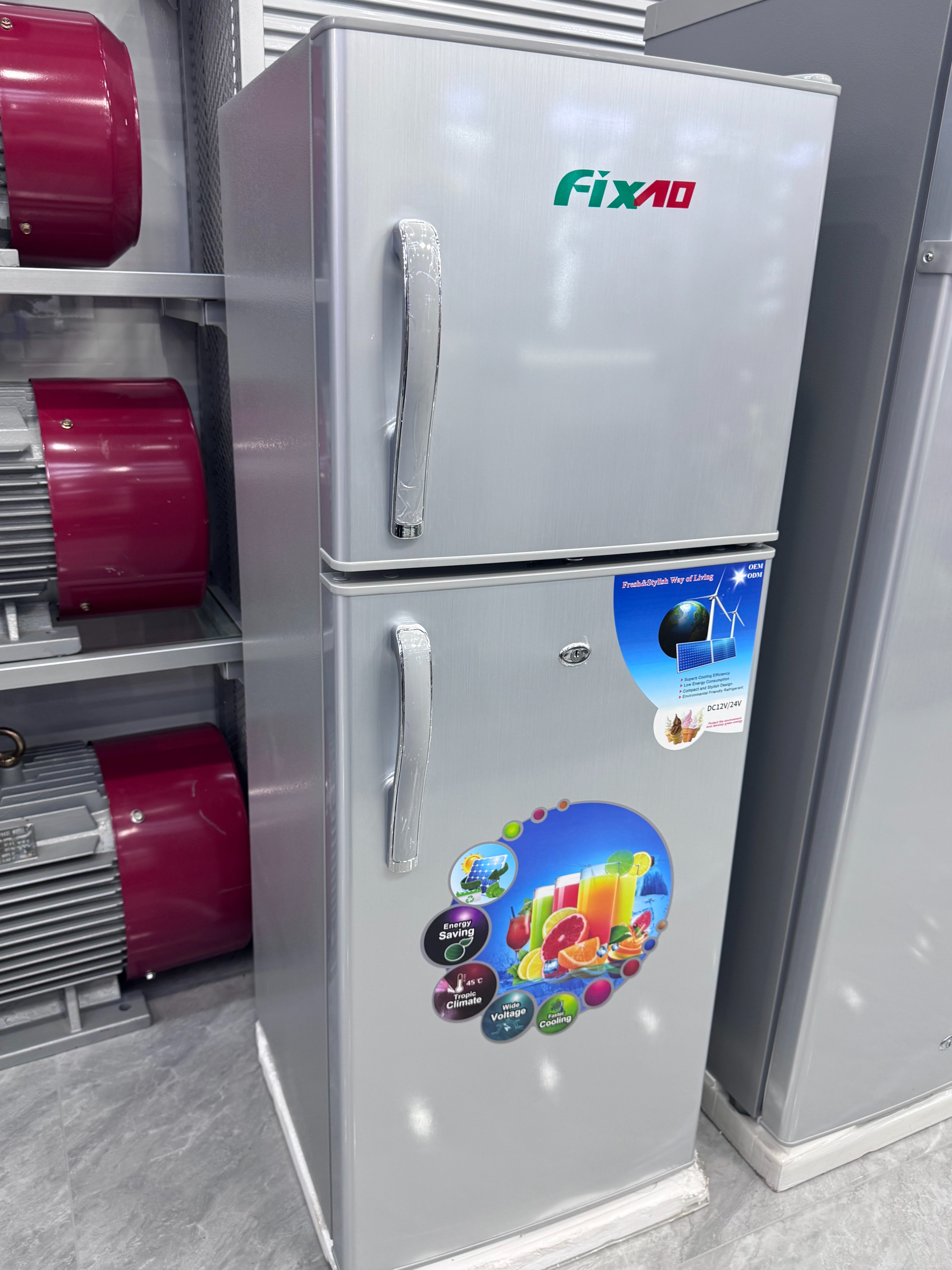 Refrigerador doméstico de dos puertas plateado pequeño vehículo refrigerado congelador multifuncional mini refrigerador Fridge