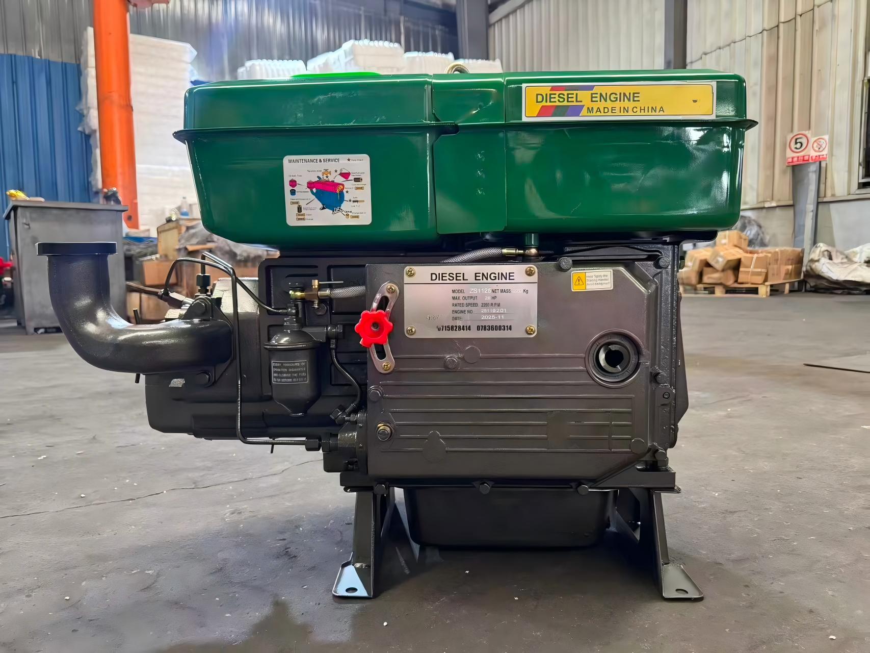ZS1125 basic type (hand-crank-start + open radiator/evaporative cooling) single-cylinder water-cooled engine