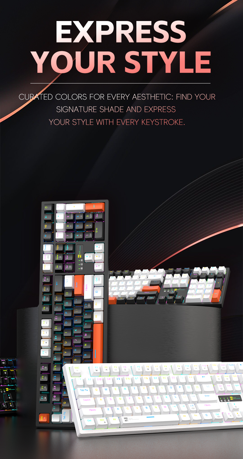 R8 color-block RGB backlit 108-key gaming mechanical keyboard keycaps DIY Decompression gaming keyboard pic 3