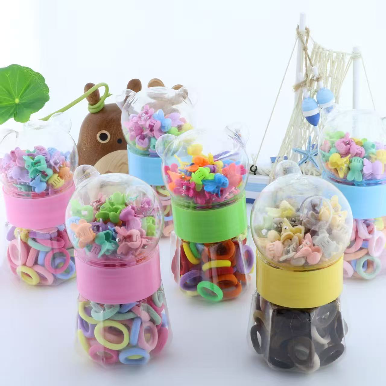 Children's colorful hair accessory set, hand-crocheted hair clips, hair bands, rubber bands combination, children's hair accessories, children's hair accessory accessories Specification image