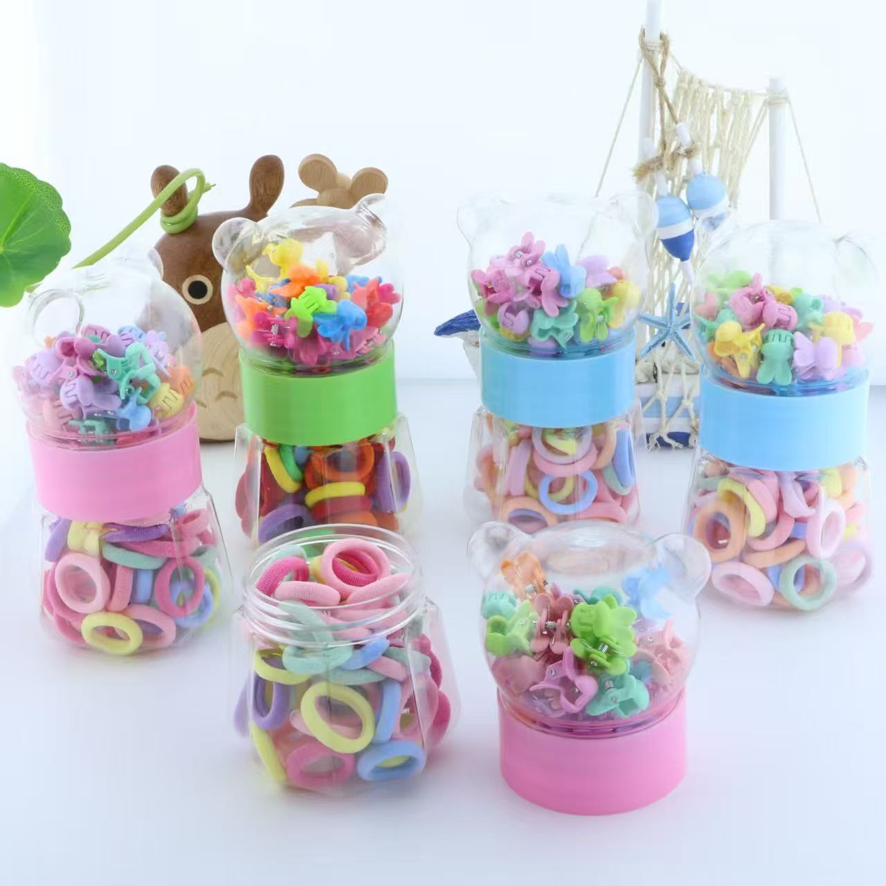 Children's colorful hair accessory set, hand-crocheted hair clips, hair bands, rubber bands combination, children's hair accessories, children's hair accessory accessories details Picture