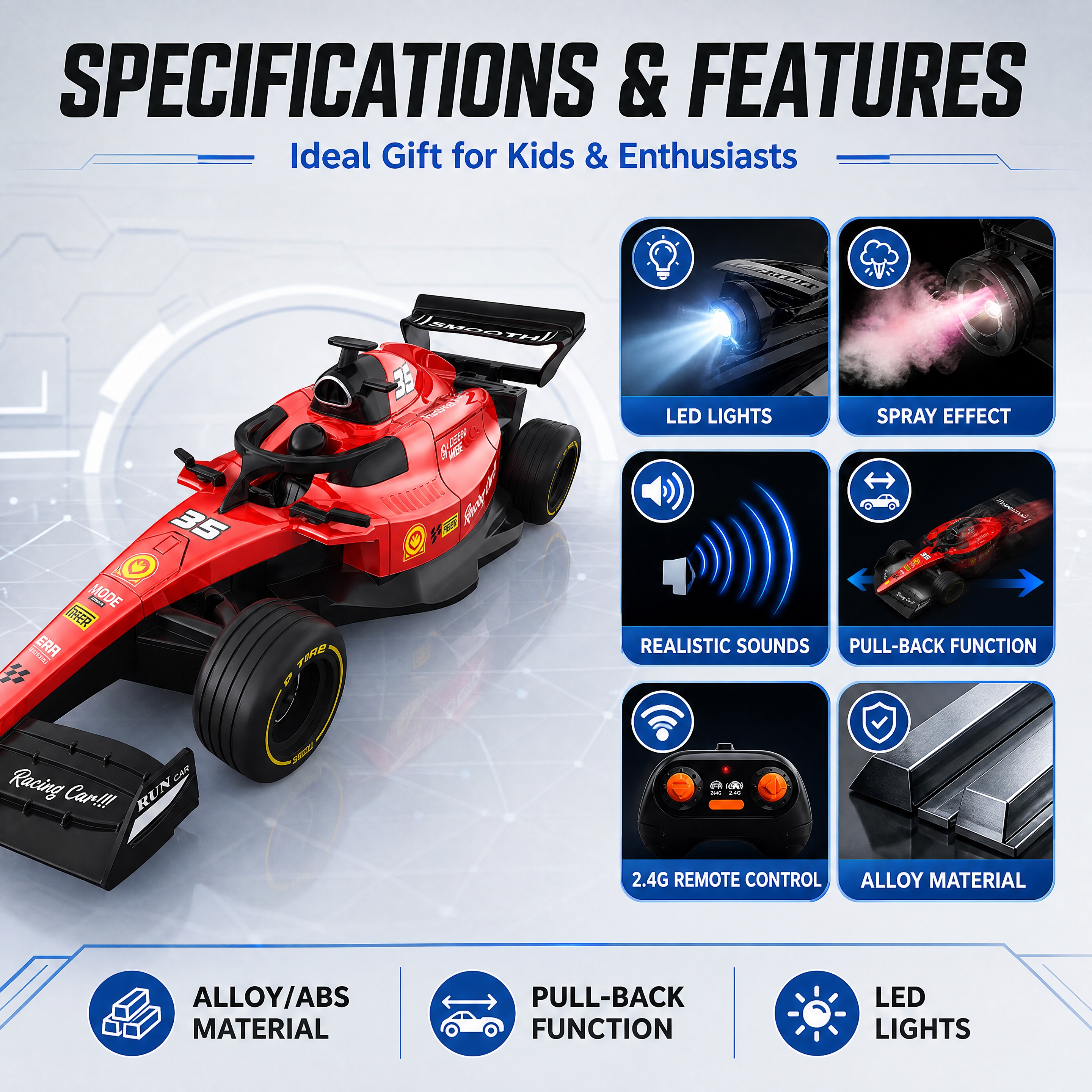 1:22 Remote control spray alloy equation car wireless remote control car alloy model toy collection gift Item Picture