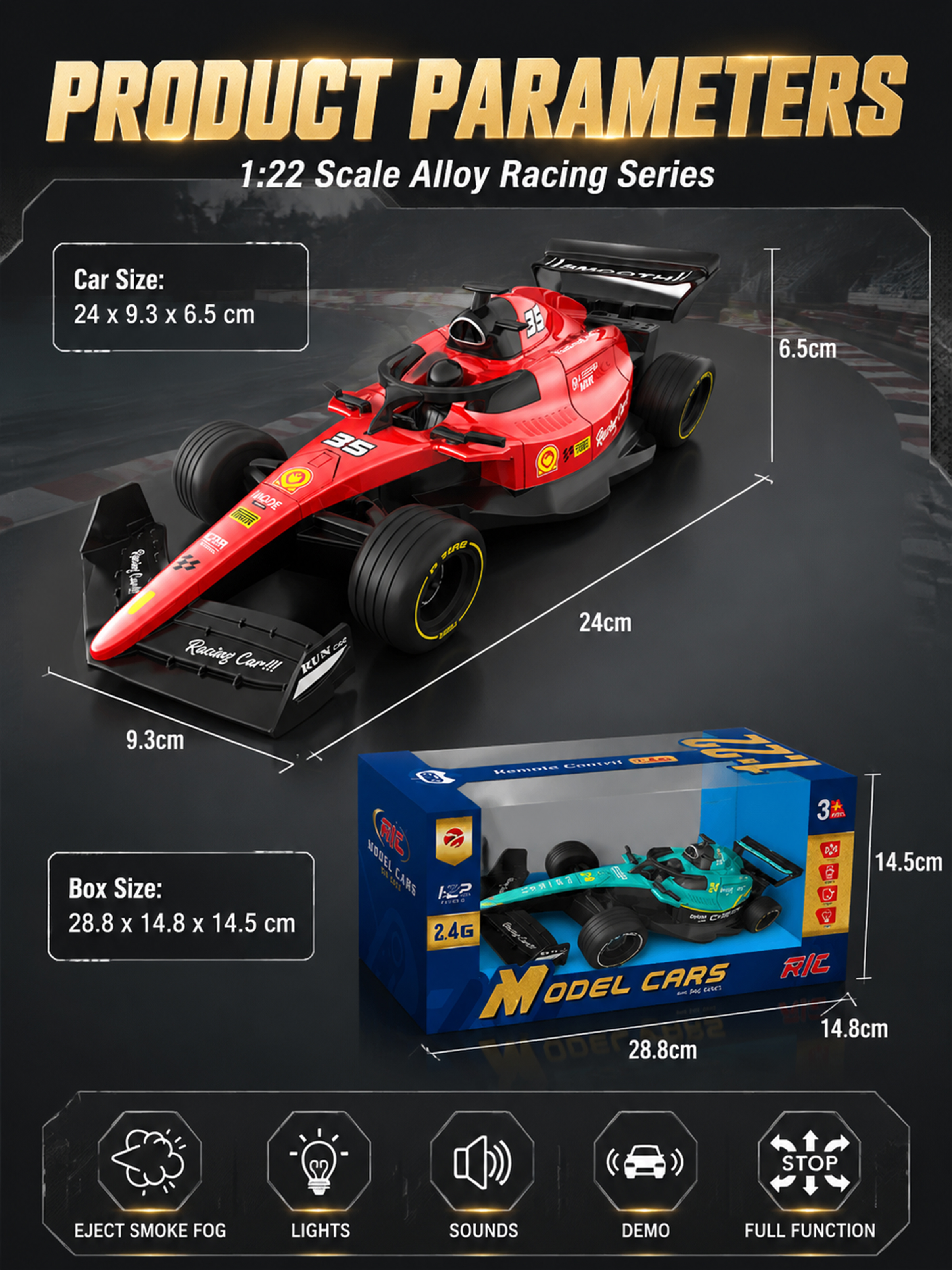 1:22 Remote control spray alloy equation car wireless remote control car alloy model toy collection gift pic 6
